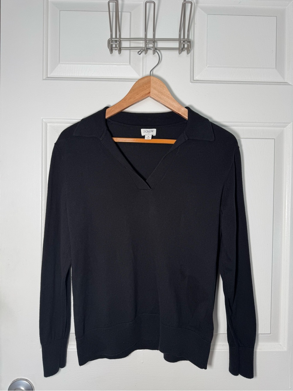 J.Crew Black Johnny Collar Polo Sweater Small